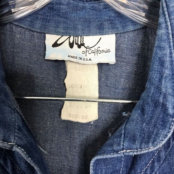 Vtg Willie of California Womens Denim Button Front A-line Dress Cotton Size 12 - Picture 5 of 16